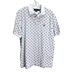 Polo Ralph Lauren Men's Classic White Anchor Print Polo Shirt Size M